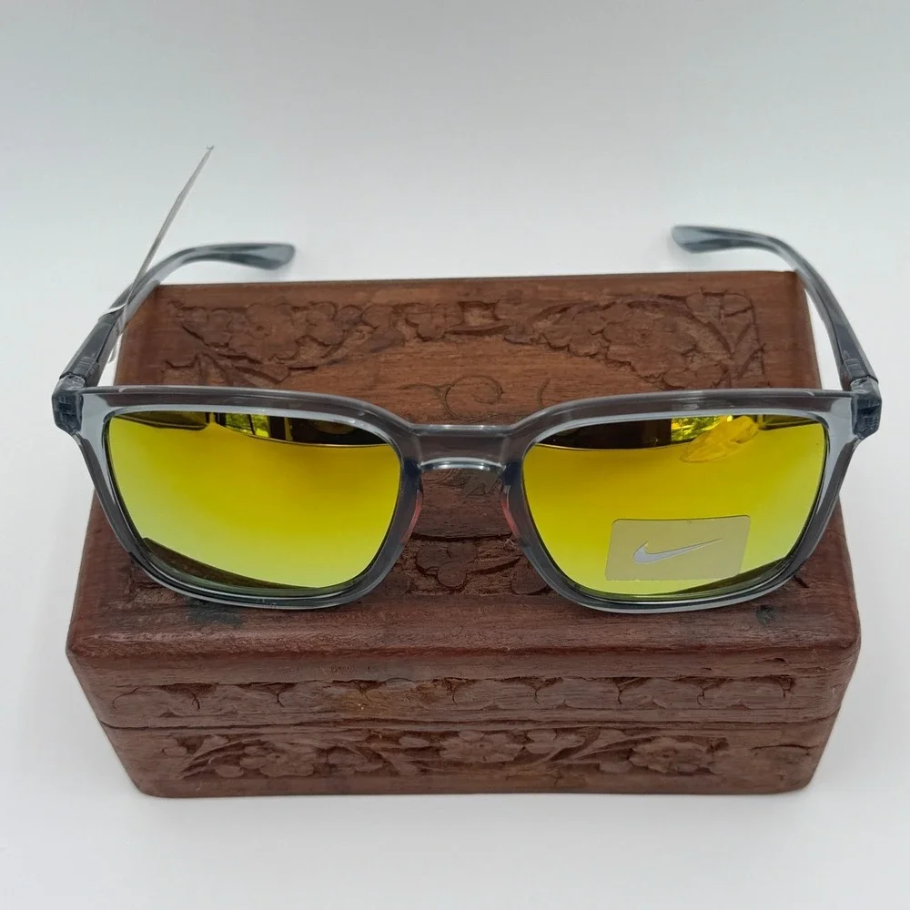 Nike Circuit 55mm Square Sunglasses Wolf Grey Orange Mirror NWT